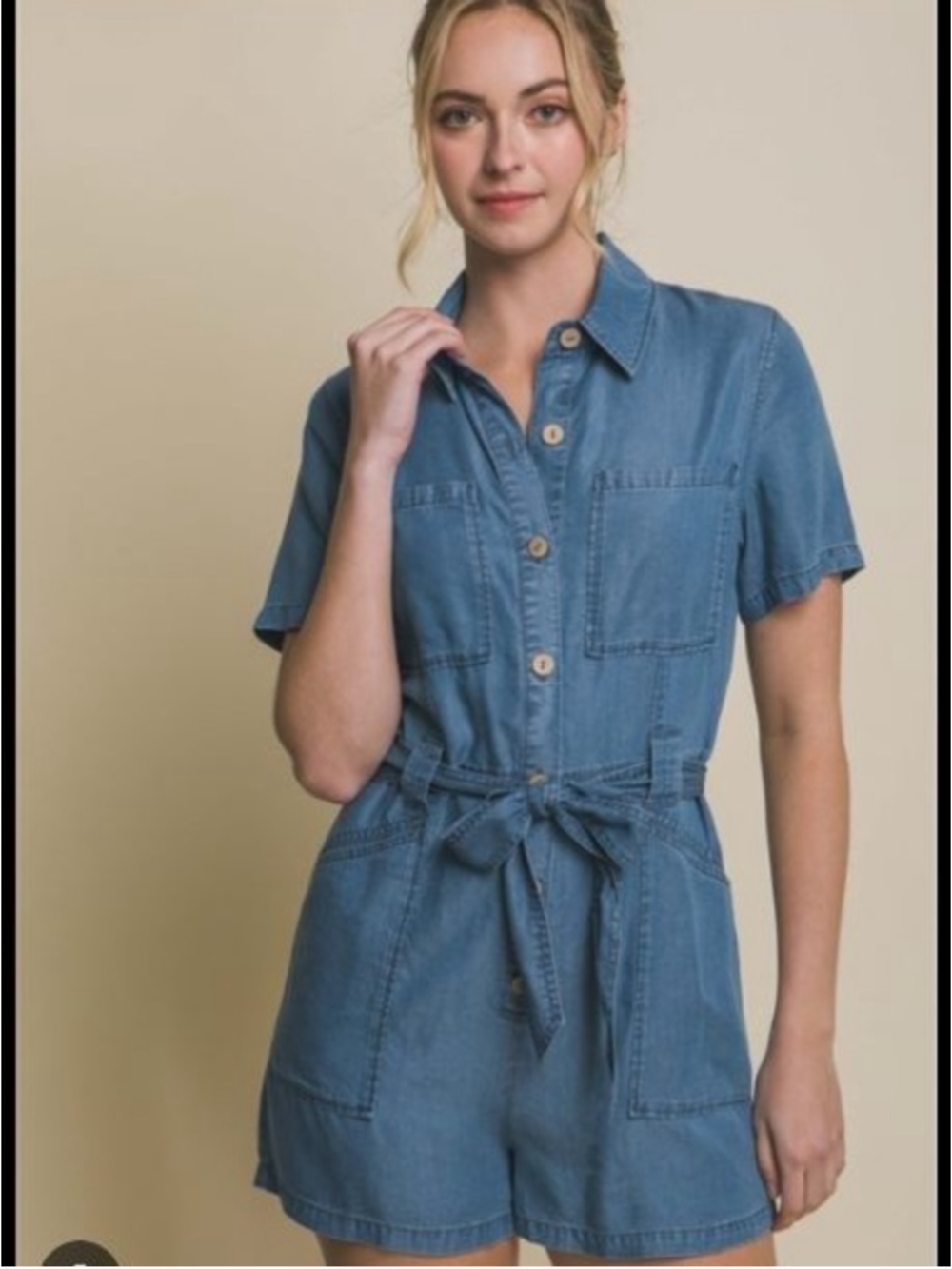 LOVE TREE - NWT - Chambray Utility Romper - M - Boho Casual